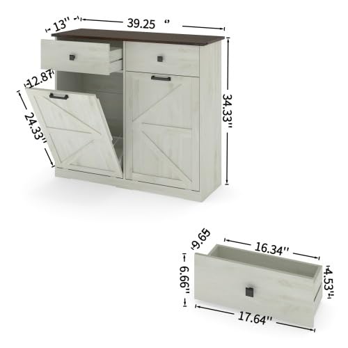 20 Gallon Tilt Out Trash Can Cabinet with Drawer Z87809