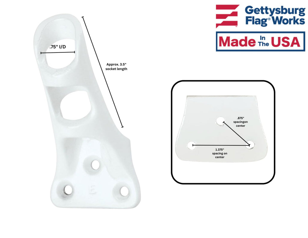 Cast Aluminum Bracket for .75" Outside Diameter Flagpoles in Silver O333