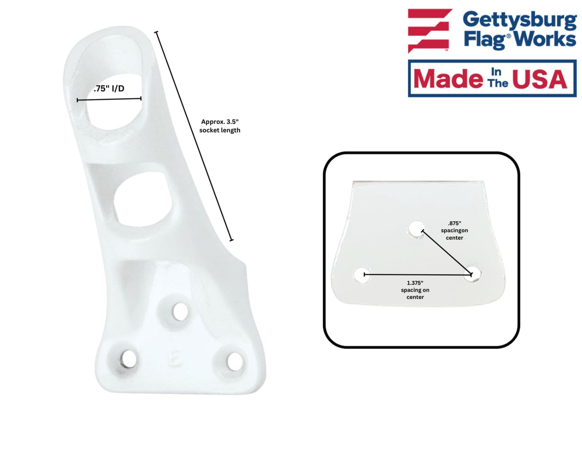 Cast Aluminum Bracket for .75" Outside Diameter Flagpoles in Silver O333
