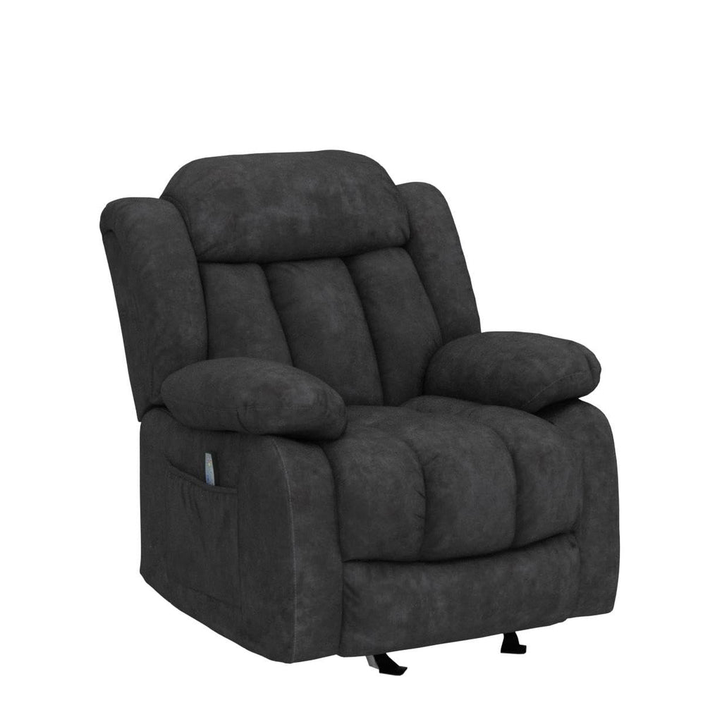 Grey Manual Swivel Rocker Recliner with Heat and Vibration J67647