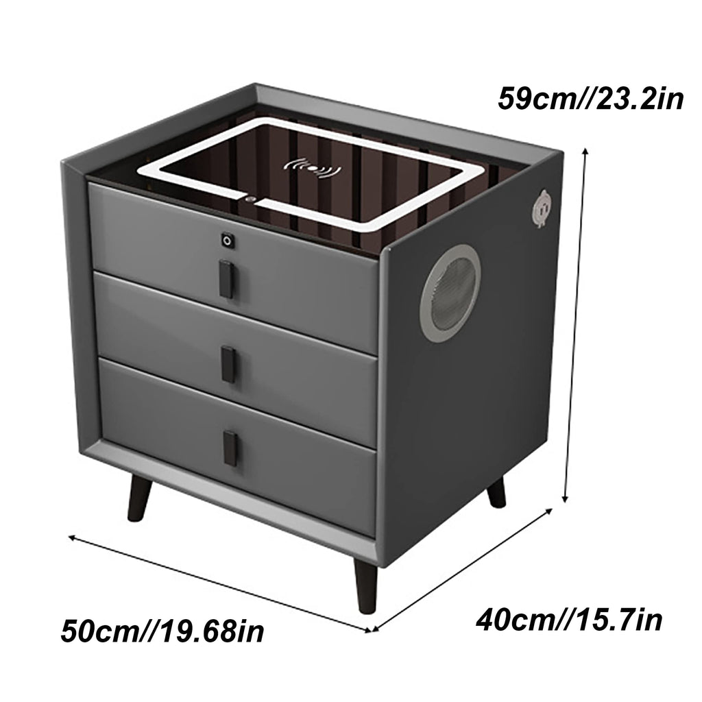 Orange 3 Drawer Nightstand with Wireless Charging Station and USB Charging F208