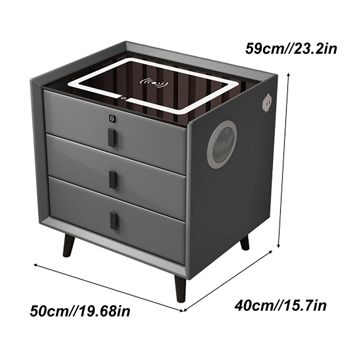 Orange 3 Drawer Nightstand with Wireless Charging Station and USB Charging F208