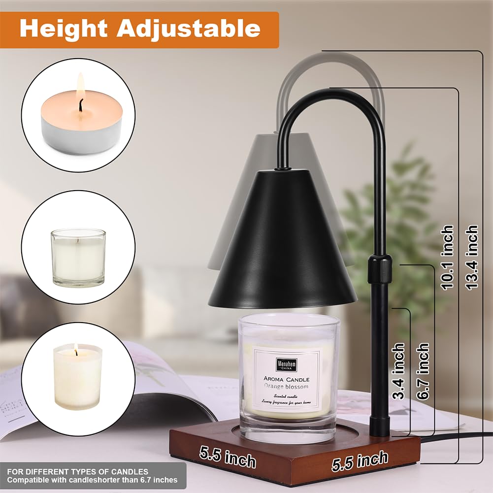 Candle Warmer Lamp with Timer, Adjustable Height Dimmable, 2 Bulbs J527181