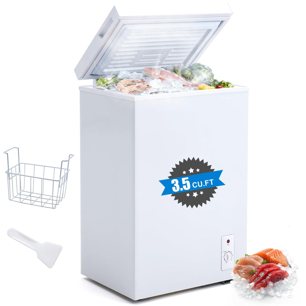 3.5 Cu.Ft White Chest Freezer with Removable Basket T90712