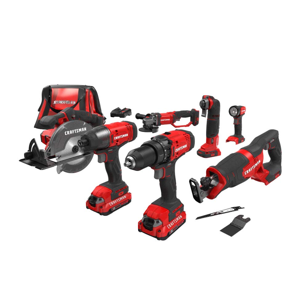 7-Tool Cordless Power Tool Combo Kit with 2 Batteries and Charger M2267