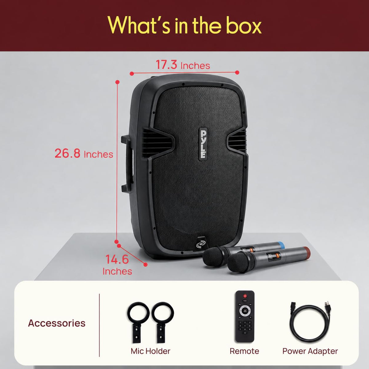 15-Inch Portable PA Speaker System with 2 UHF Microphones W42012