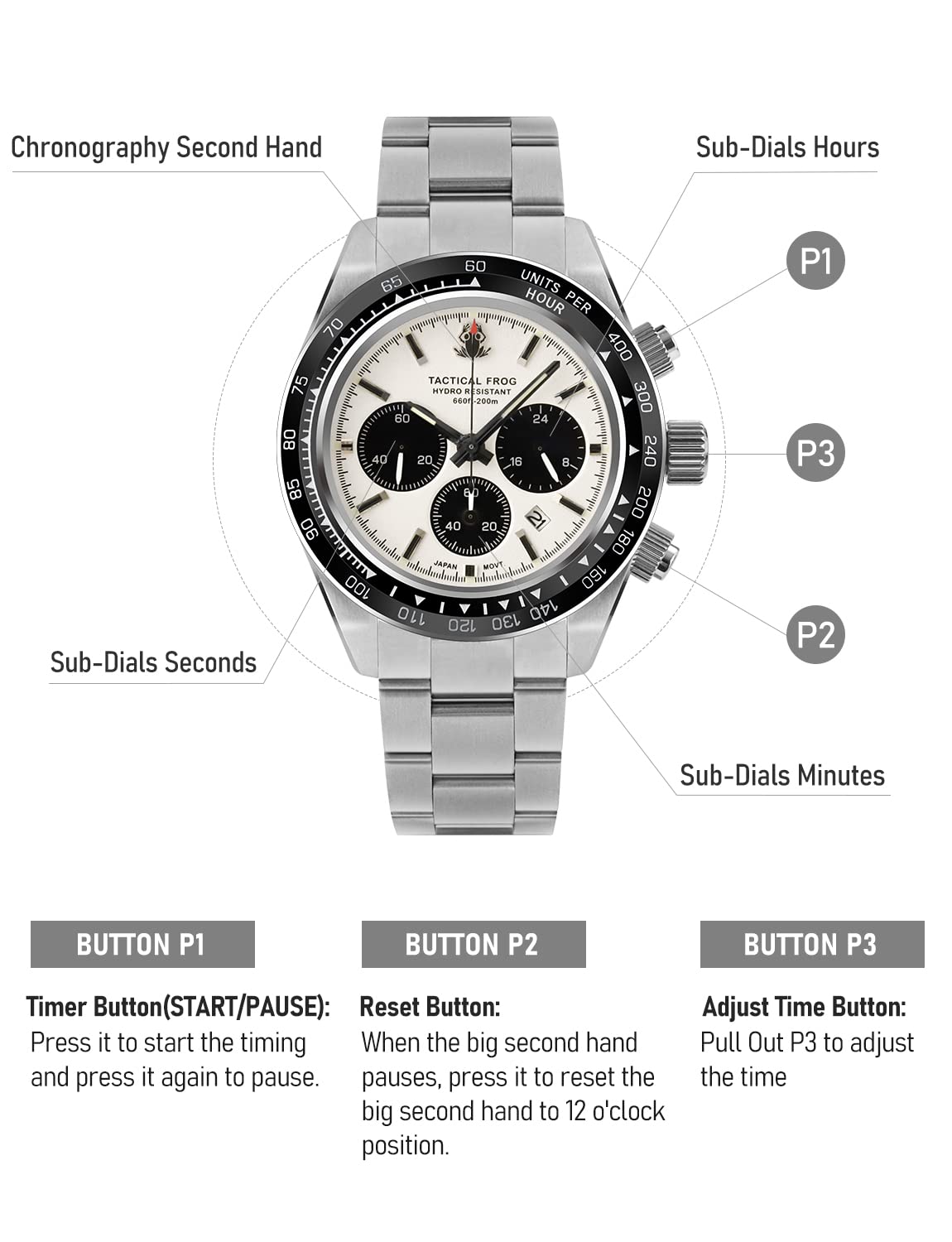 41mm Panda Chronograph Solar Quartz Watch N73280