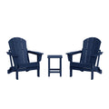 Navy Blue 3-Pieces Adirondack Chairs Set with Side Table I5605
