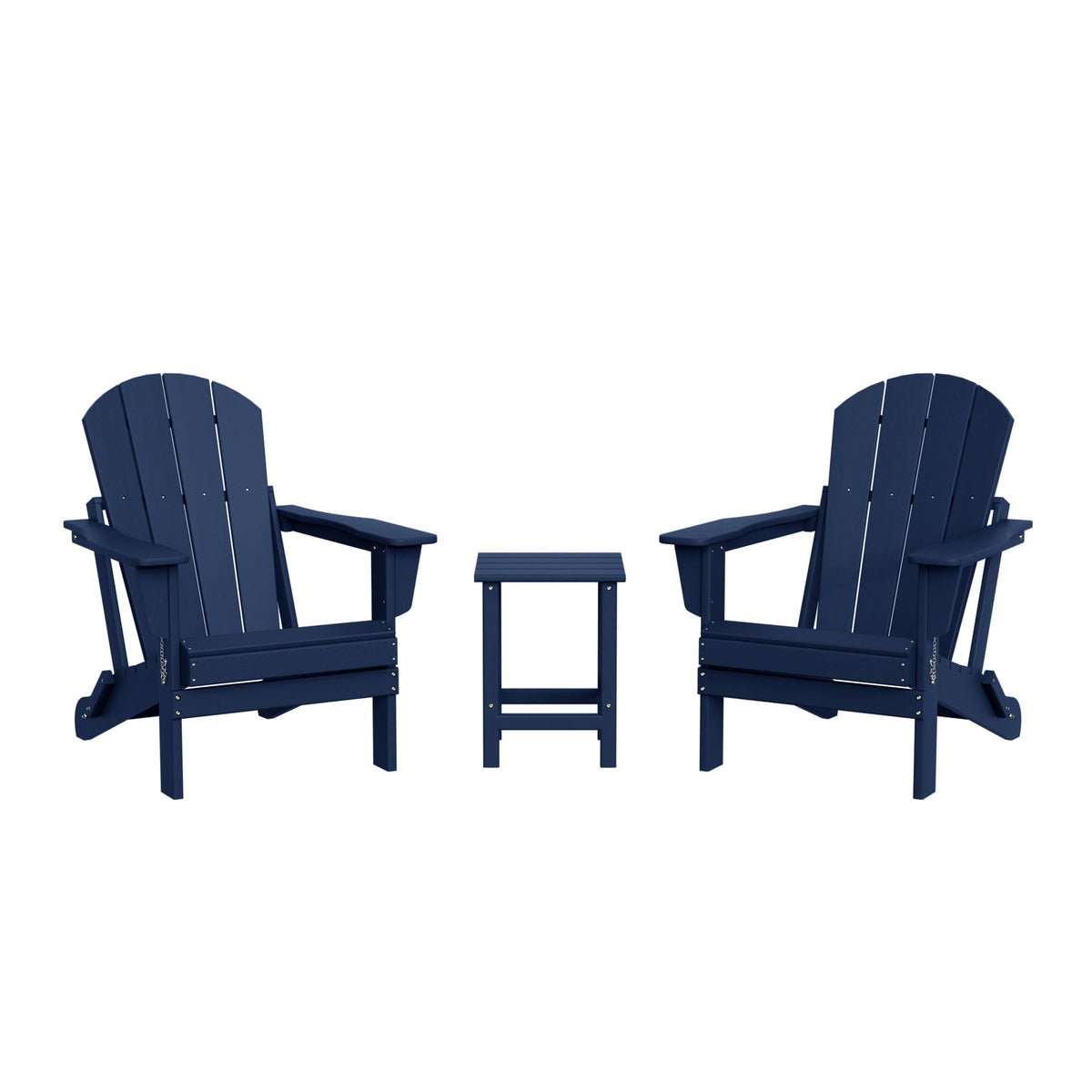 Navy Blue 3-Pieces Adirondack Chairs Set with Side Table I5605