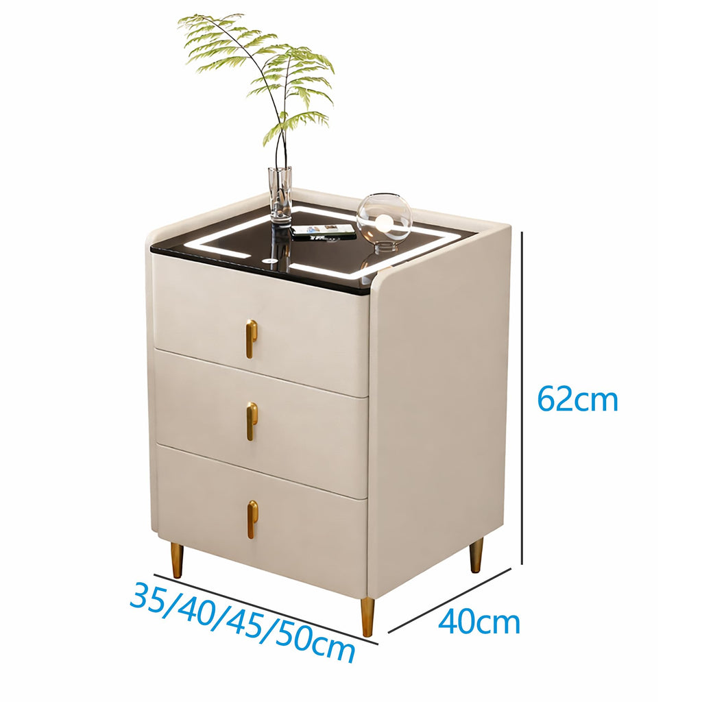 Off White 3 Drawer Wooden Nightstand with Wireless Charging R128605