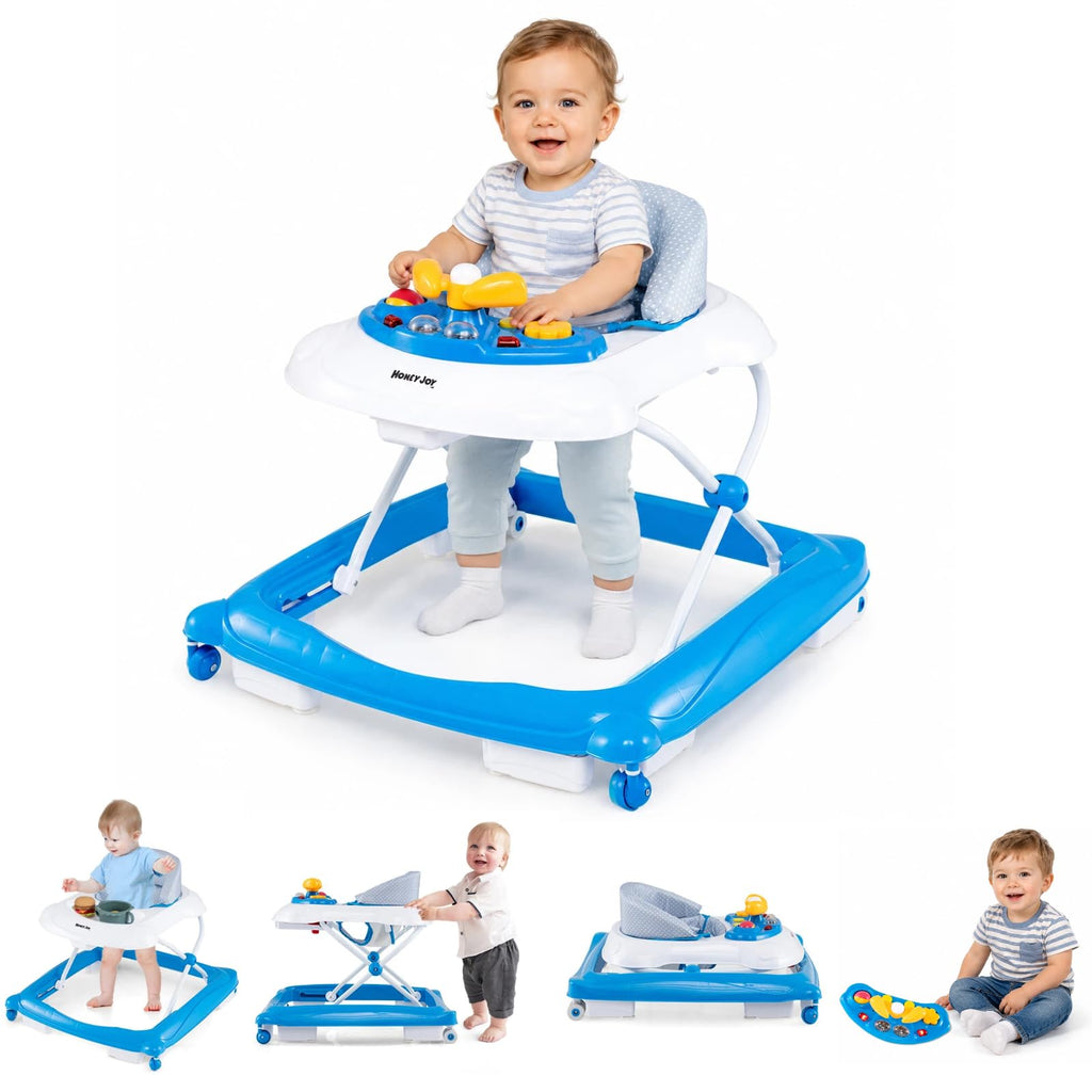 Blue 5 in 1 Foldable Baby Walker with Wheels F244