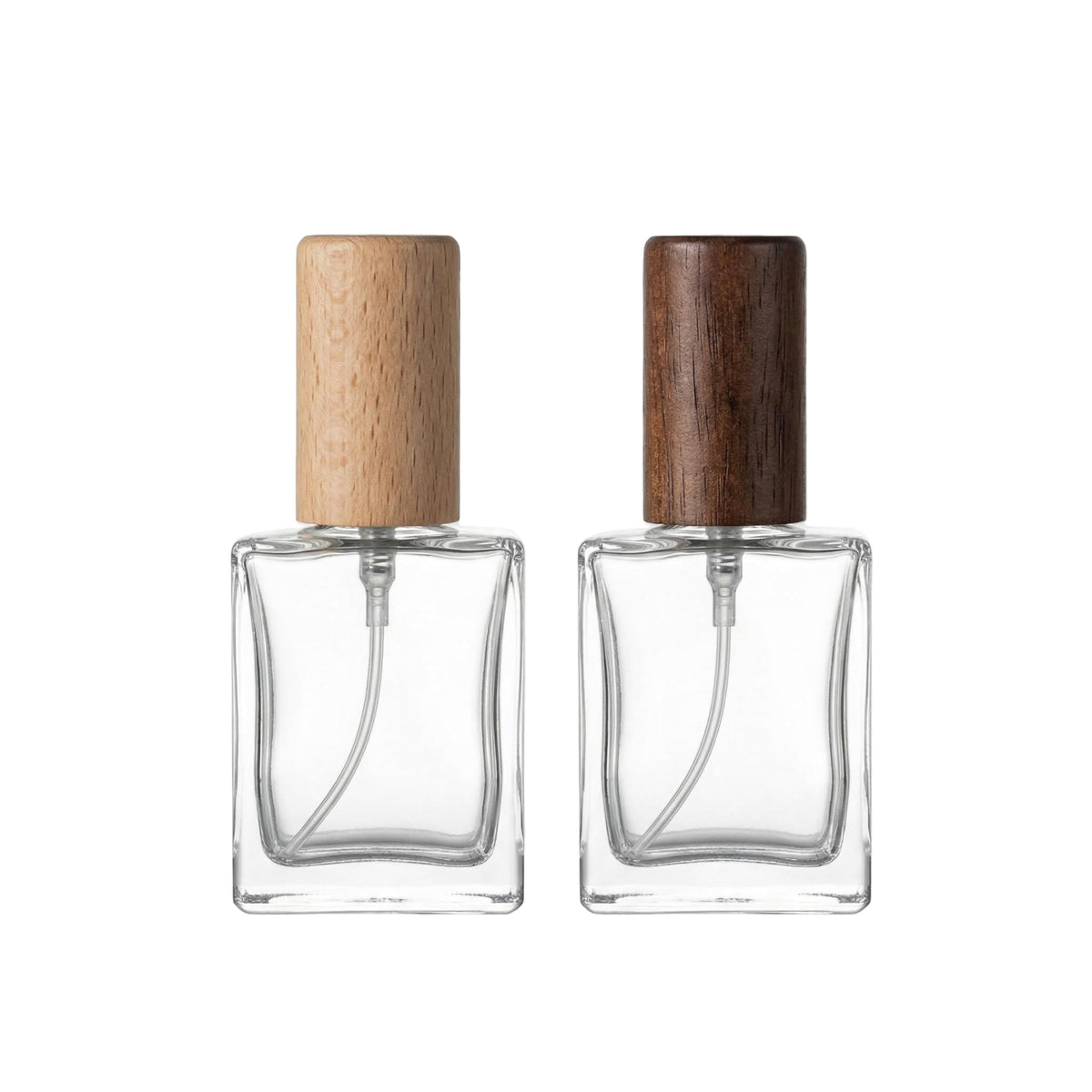2 Pcs 15ml Clear Mini Glass Perfume Bottle with Wood Lid Q1843