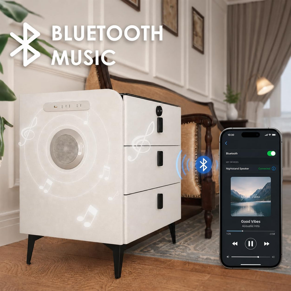 Wireless Charging Nightstand with Fingerprint Lock O335