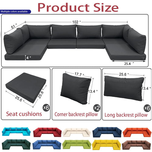 14-Piece Light Blue Outdoor Replacement Cushions G7256