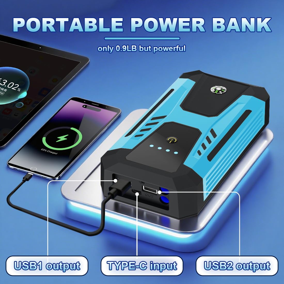 6000A Peak 12v Jump Starter F101