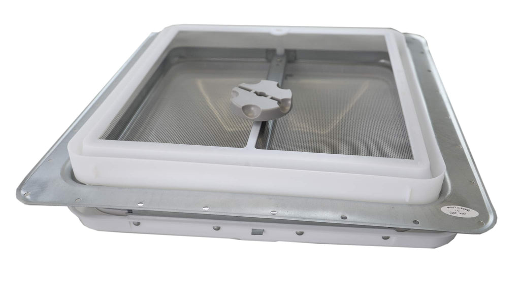 White Manual Crank RV Roof Vent with Screen K384
