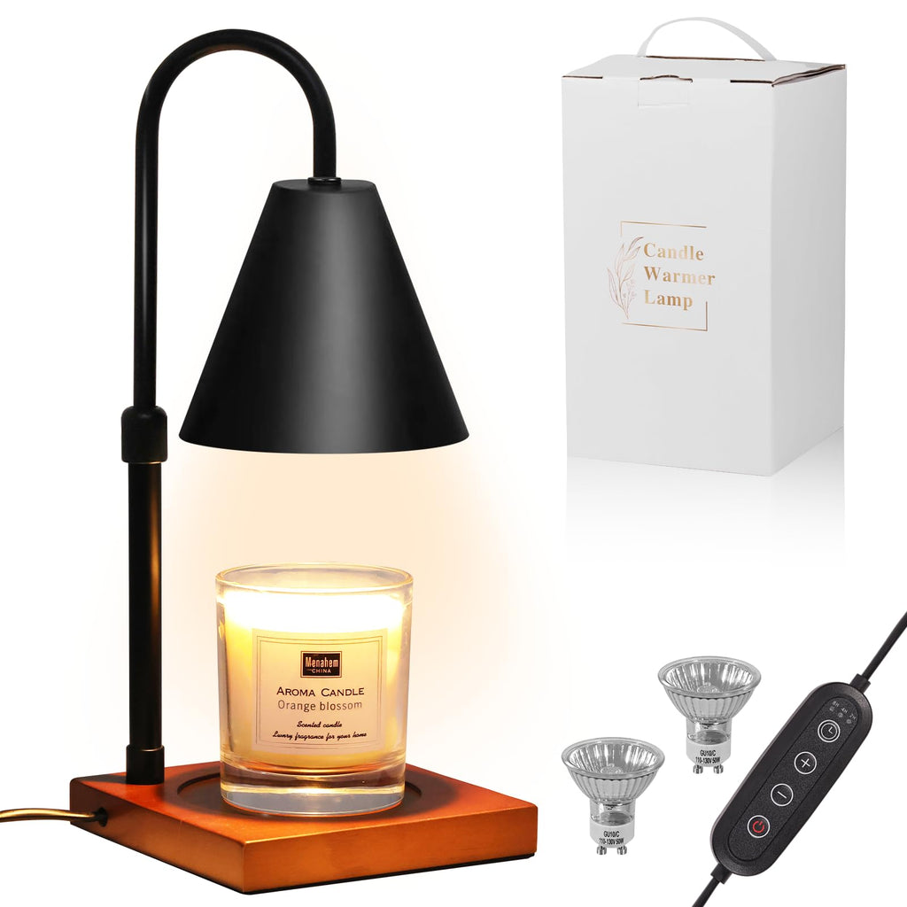 Candle Warmer Lamp with Timer, Adjustable Height Dimmable, 2 Bulbs J527181