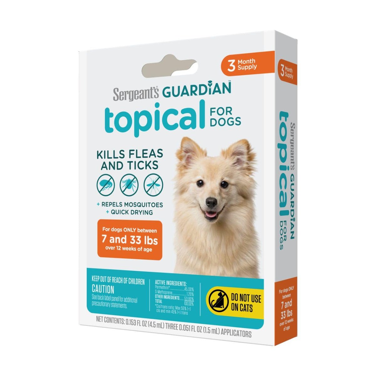 Flea & Tick Topical Dogs 7-33 lbs 3-Month G833656