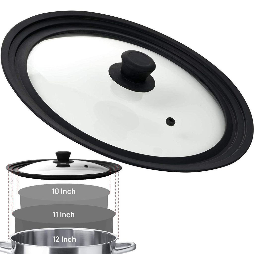 Universal Tempered Glass Lids with Silicone Rim, 2-Pack I755