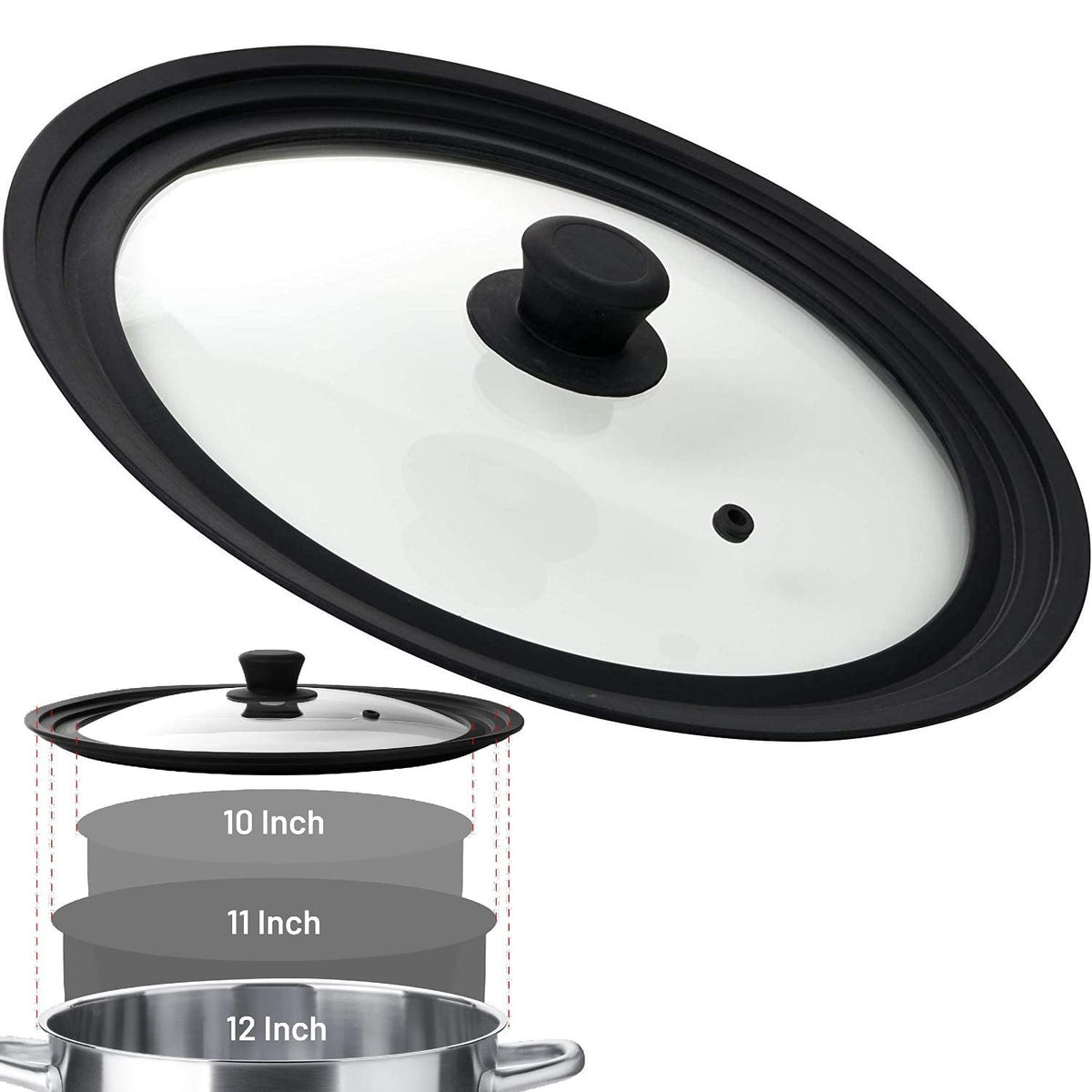 Universal Tempered Glass Lids with Silicone Rim, 2-Pack I755