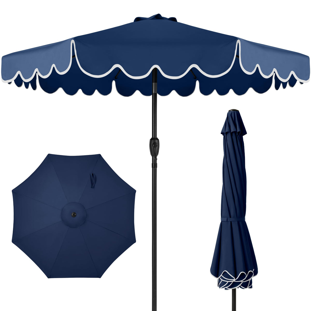 9ft Navy Patio Market Umbrella with Crank & Tilt H201