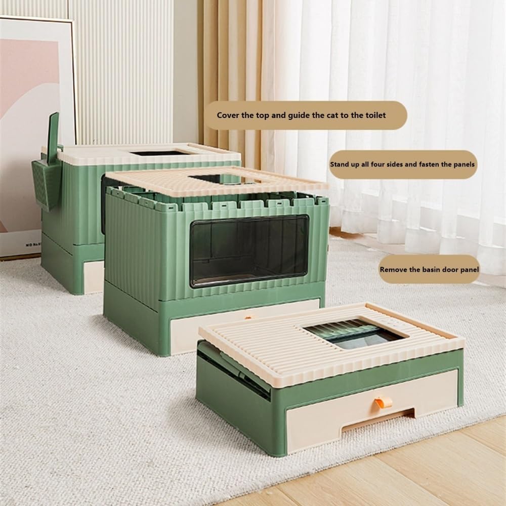 Foldable Top Entry Cat Litter Box with Lid Z8225