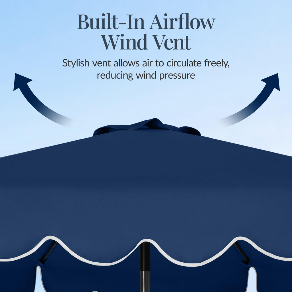 9ft Navy Patio Market Umbrella with Crank & Tilt H201