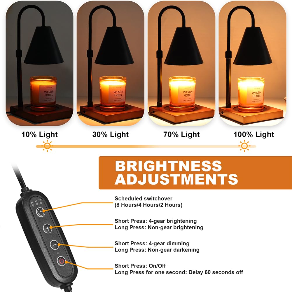 Candle Warmer Lamp with Timer, Adjustable Height Dimmable, 2 Bulbs J527181