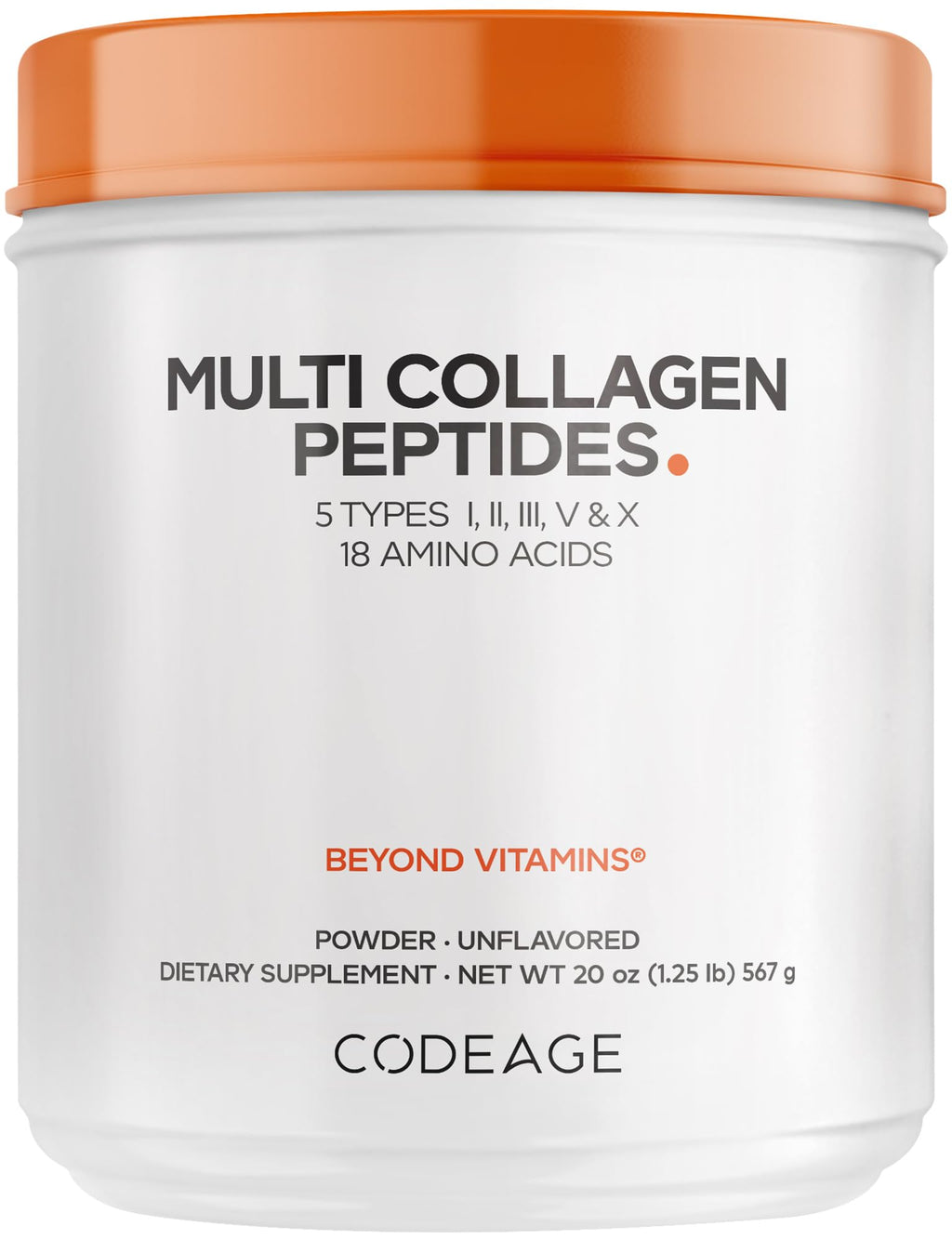 Unflavored Multi Collagen Protein Powder Peptides 20 Oz K365