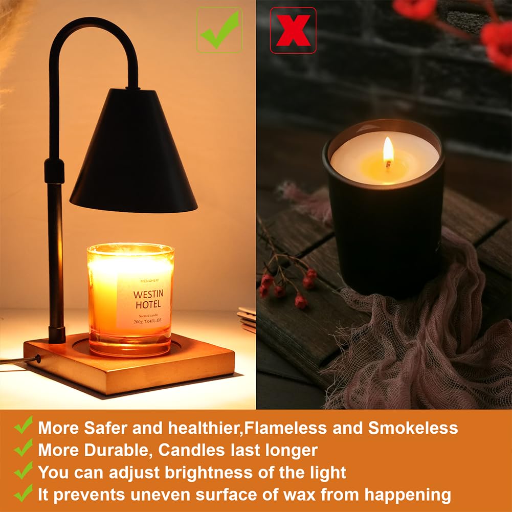 Candle Warmer Lamp with Timer, Adjustable Height Dimmable, 2 Bulbs J527181