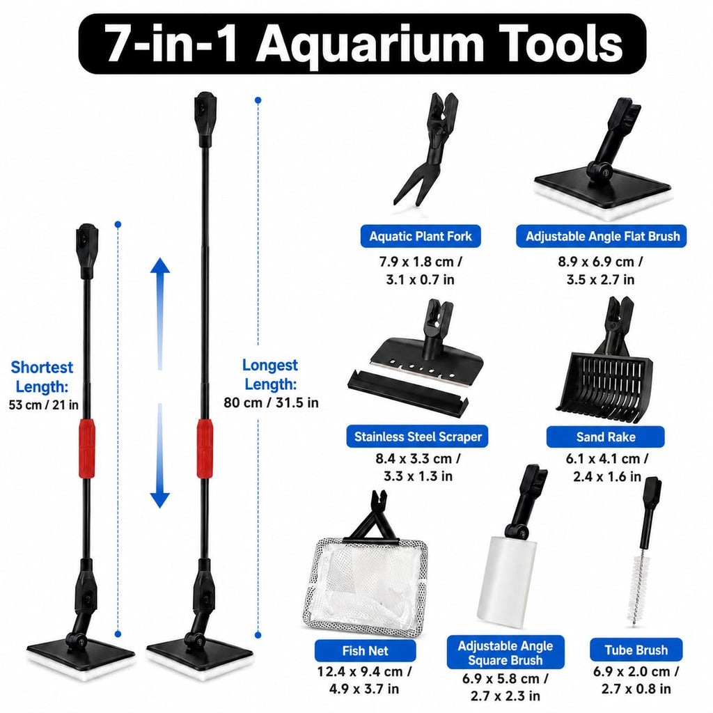 7 in 1 Aquarium Cleaning Kit with Adjustable Long Handle S16586