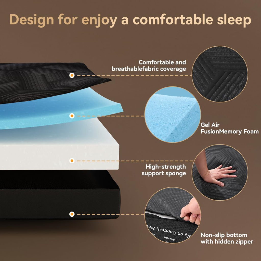 6 Inch Memory Foam Tri-Fold Twin Mattress with Washable Cover R68297