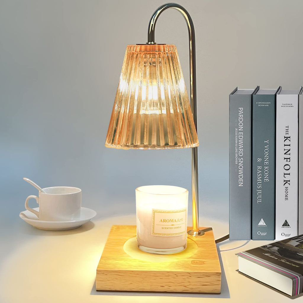 Dimmable Candle Warmer Lamp with Timer Wood Base P880953