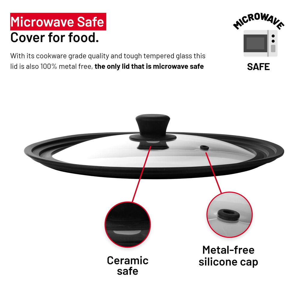 Universal Tempered Glass Lids with Silicone Rim, 2-Pack I755