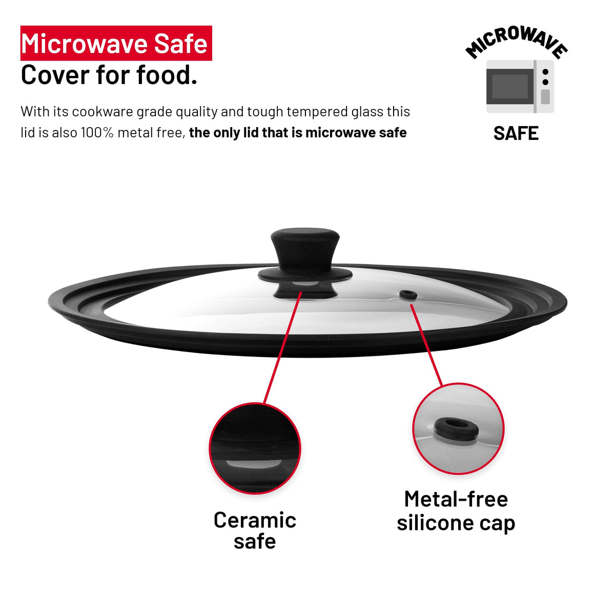 Universal Tempered Glass Lids with Silicone Rim, 2-Pack I755