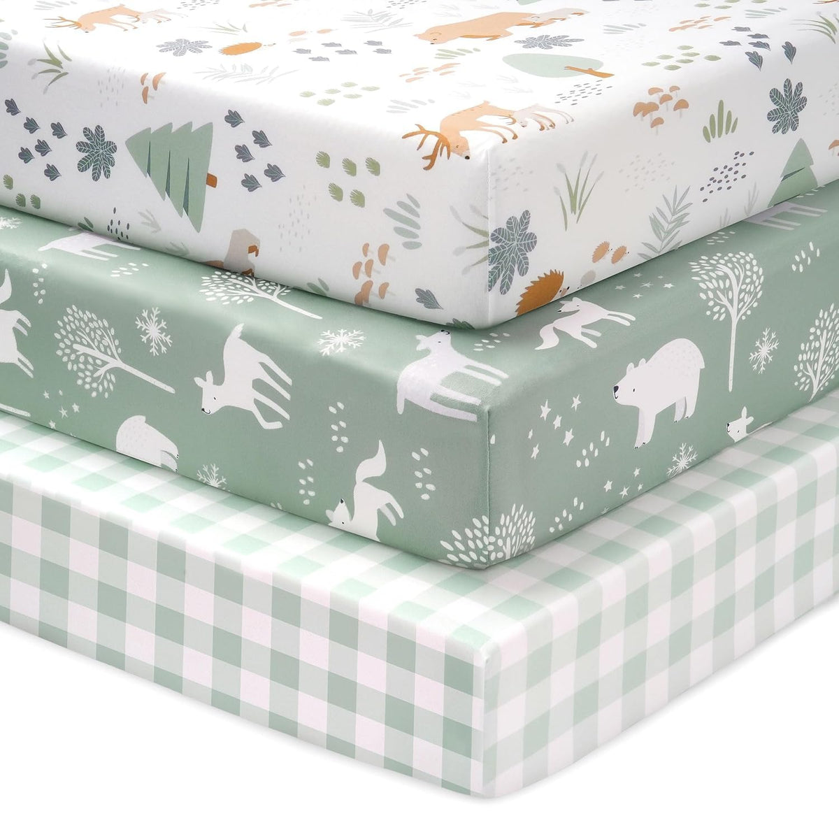 3 Pack Fitted Neutral Baby Crib Sheets Z238547