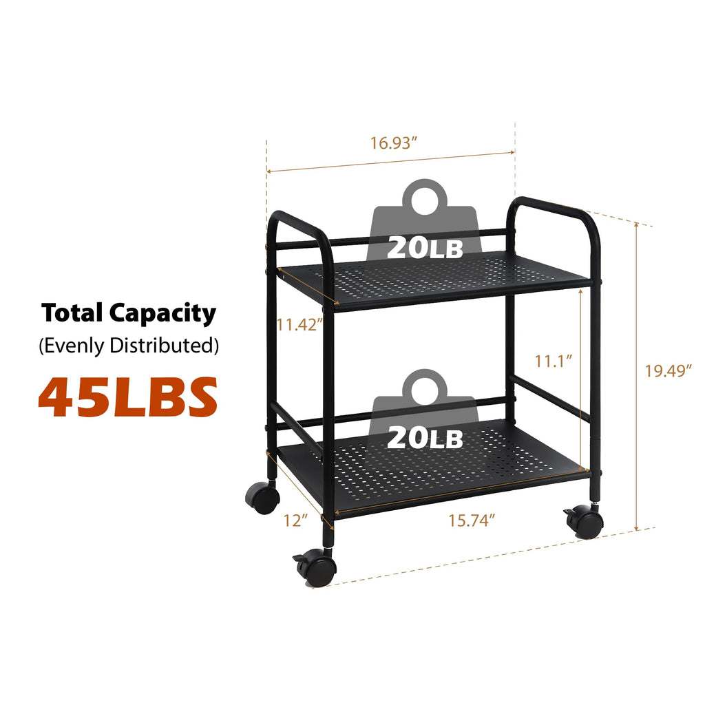 2-Tier Metal Rolling Utility Cart A634