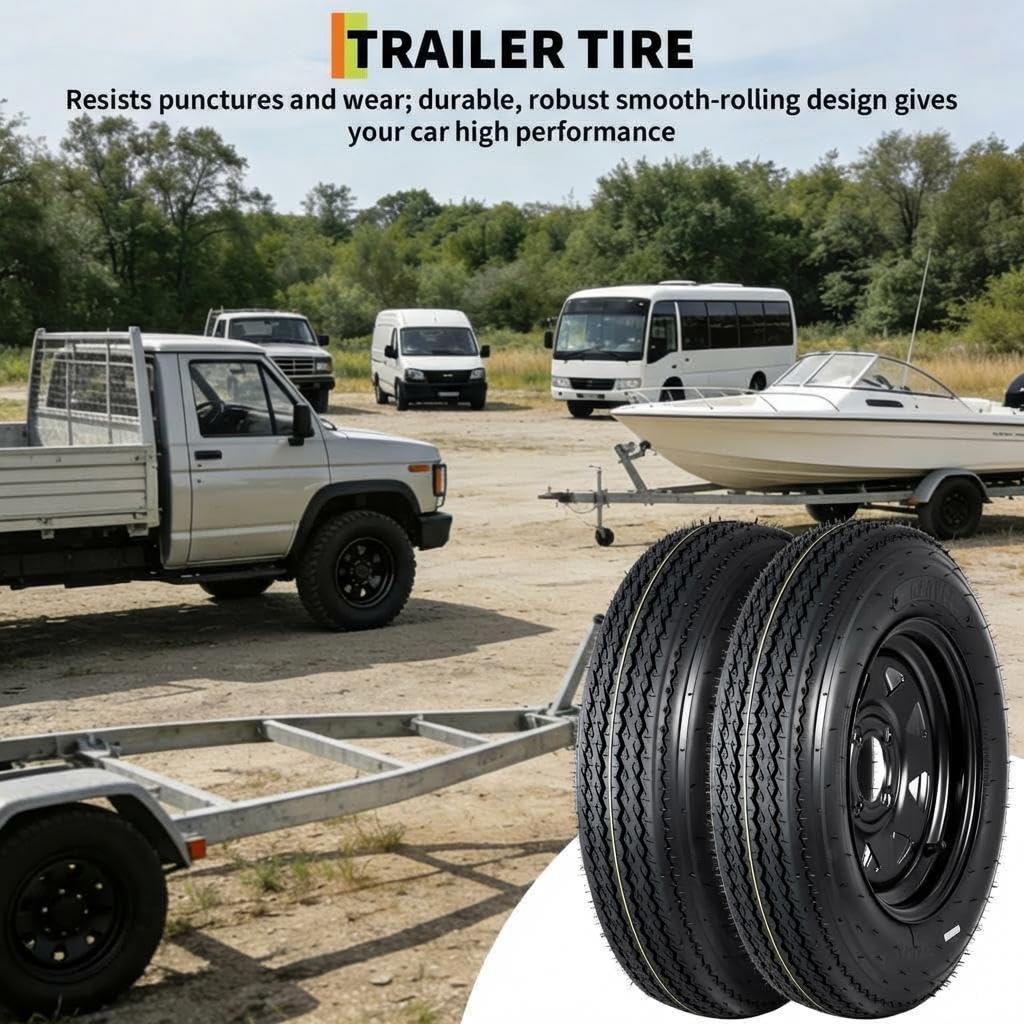 2-Pack 5.30-12 Trailer Tires with Rim, 6-Ply, 1050 LBS Load A50295