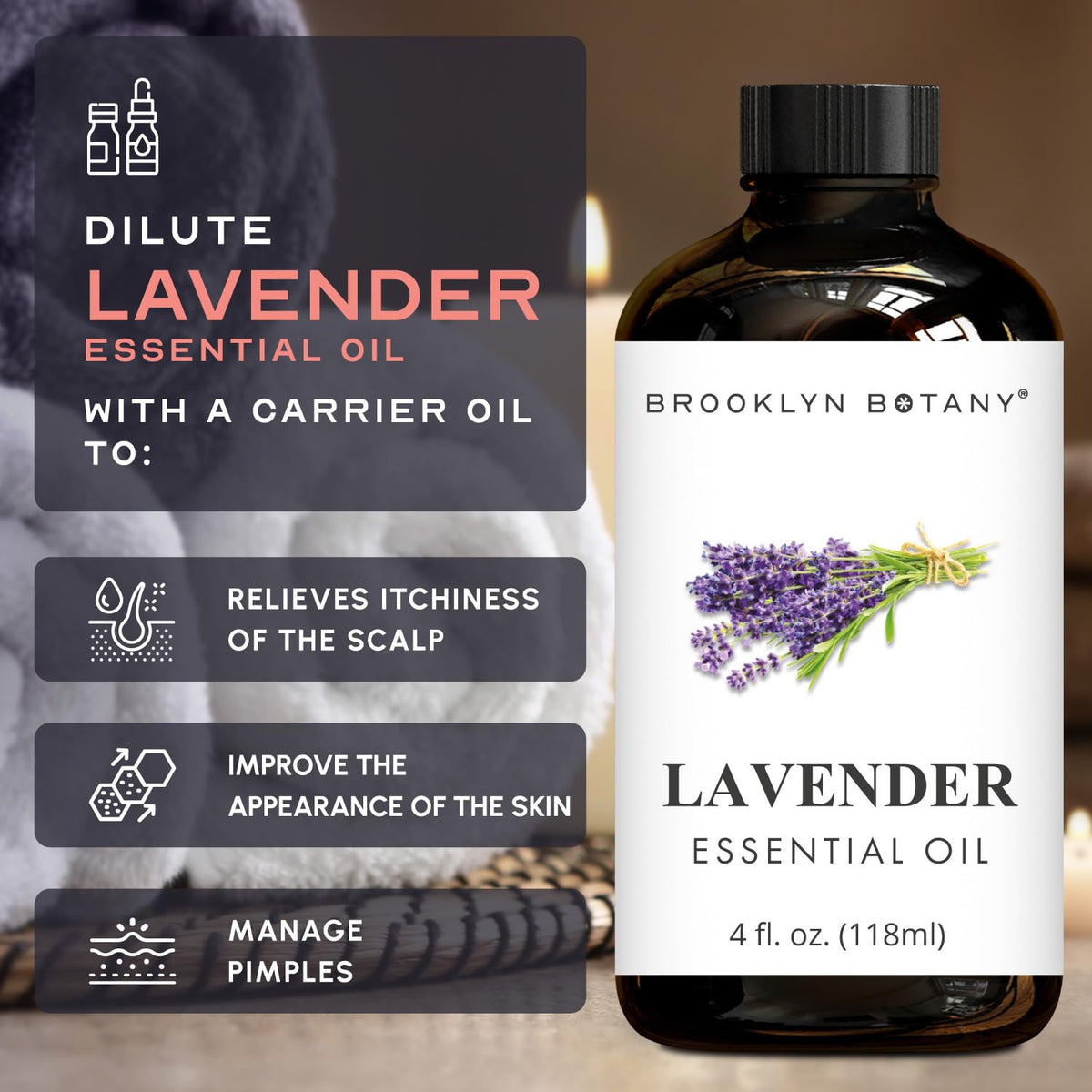 Lavender & Tea Tree Essential Oils 4 Fl Oz Pack of 2 K601