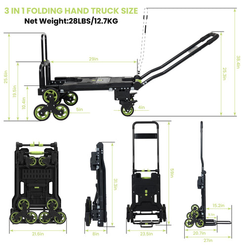3 in 1 Convertible Folding Hand Truck with Brakes R591