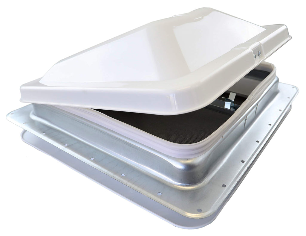 White Manual Crank RV Roof Vent with Screen K384