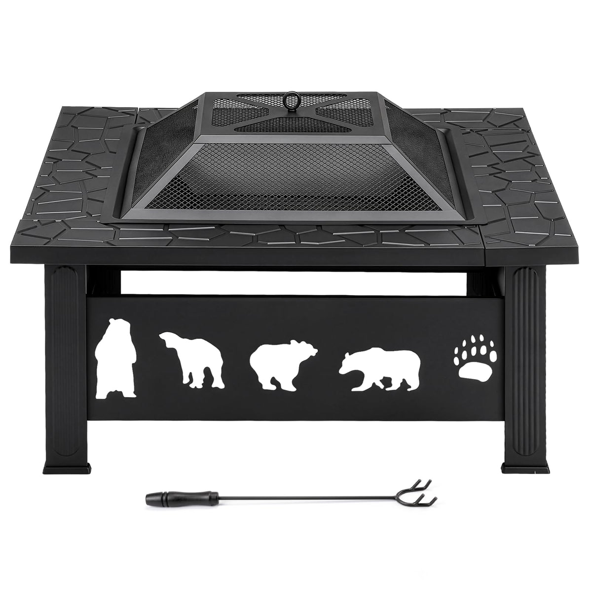32 Inch Square Metal Patio Fire Pit Table Z402