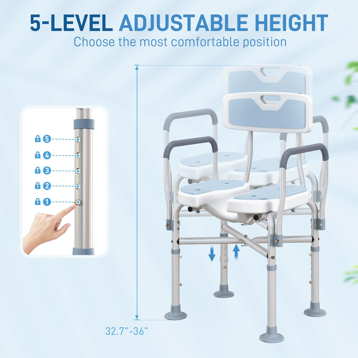 Padded Shower Chair with Arms and Back I277