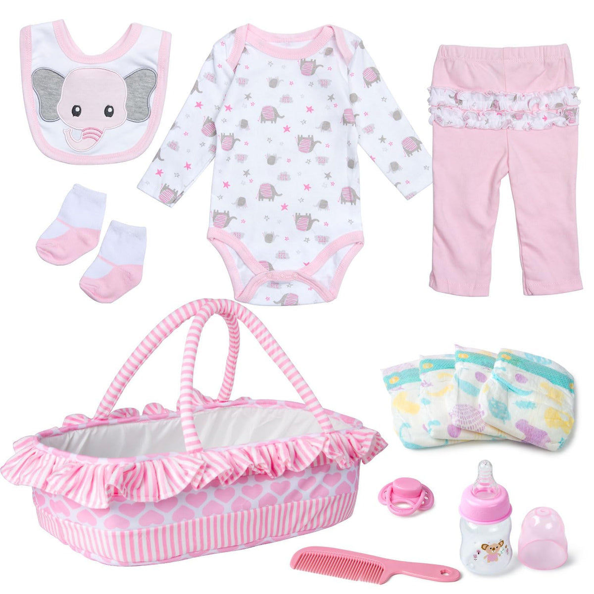 Reborn Baby Doll Clothes with Bassinet for 18-22 Inch Dolls N946102
