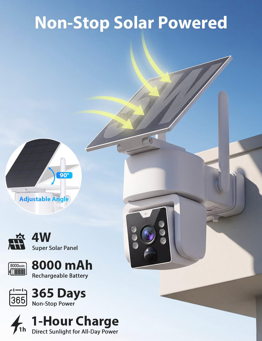 Wireless Outdoor Security Camera System, 4MP, 4 Cam-Kit, Color Night Vision F786486