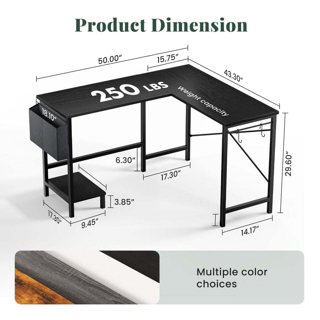 L Shaped Gaming Desk with PC Stand R206955