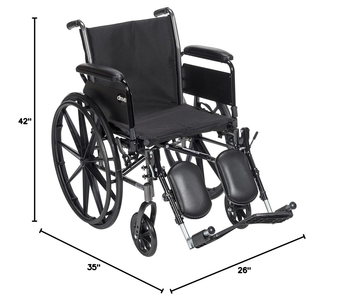Lightweight Wheelchair Full Arms Black 18" K35488