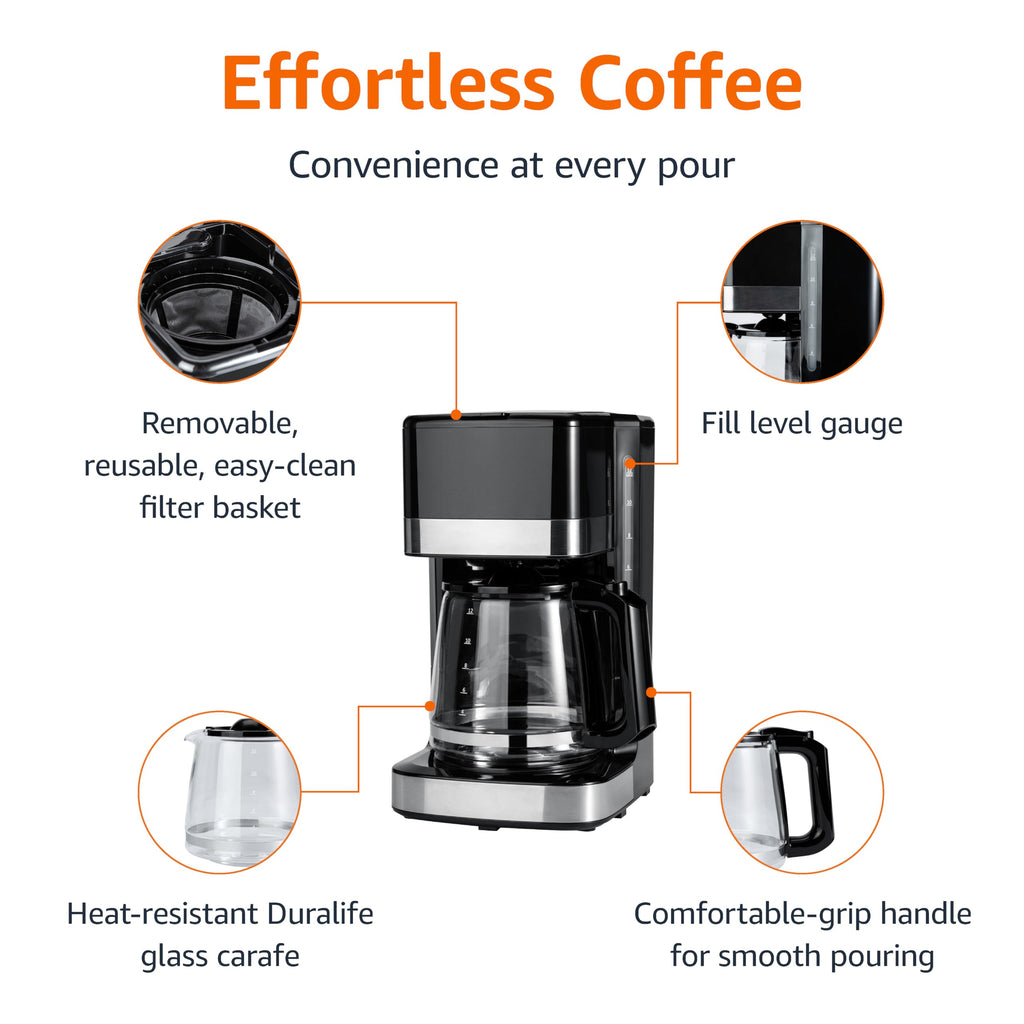 12 Cup Drip Coffee Maker with Glass Carafe S5991