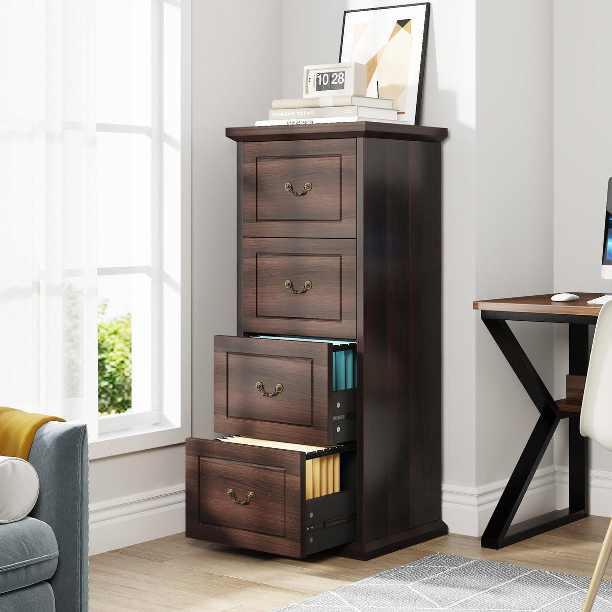 4 Drawer Walnut File Cabinet J194