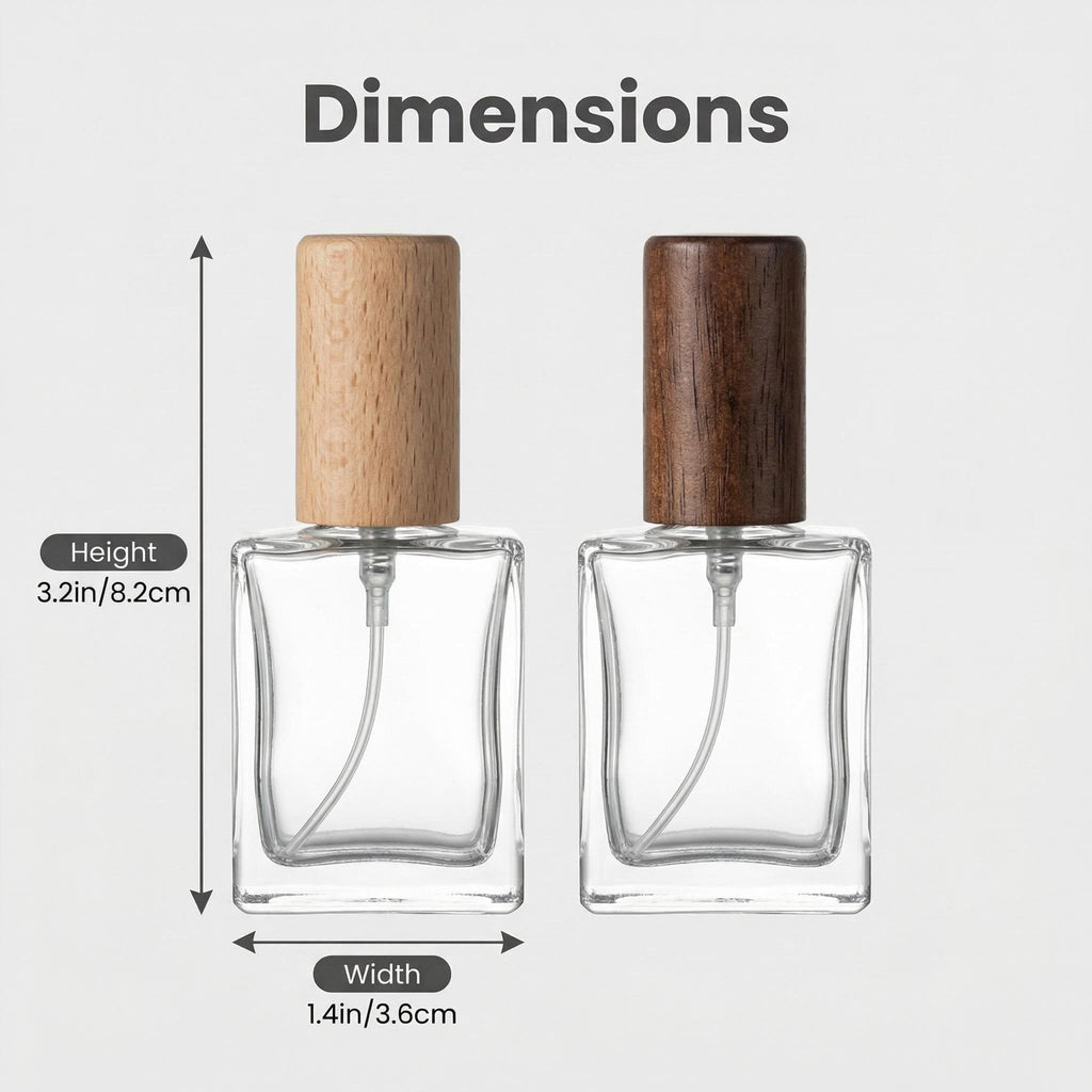 2 Pcs 15ml Clear Mini Glass Perfume Bottle with Wood Lid Q1843